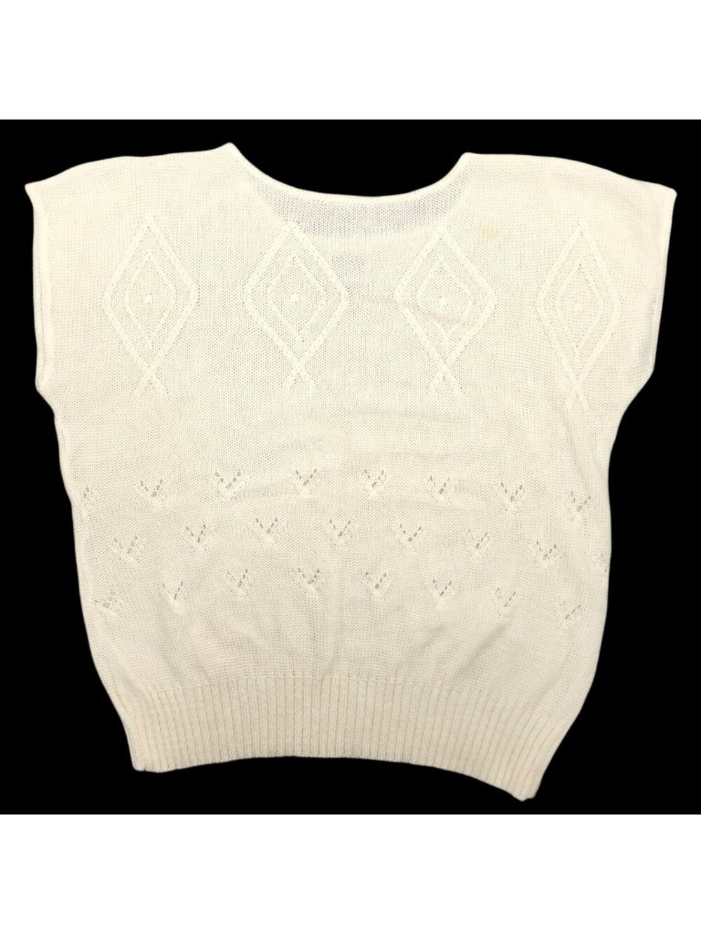 Women's Vintage Barry & Me Ivory Cream Sweater Blouse Short Sleeve M/L USA Made